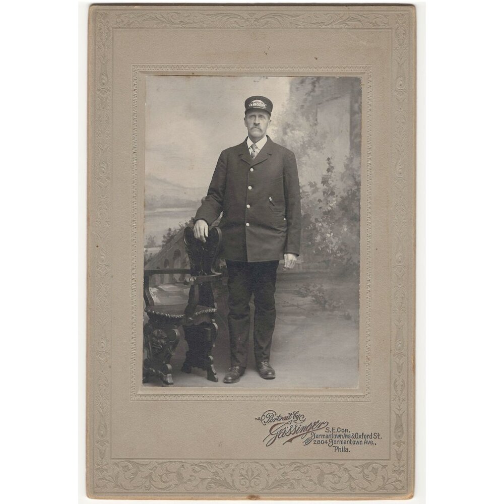 Vintage Studio Photo Man in Uniform Cabinet Card Matted Philadelphia u
